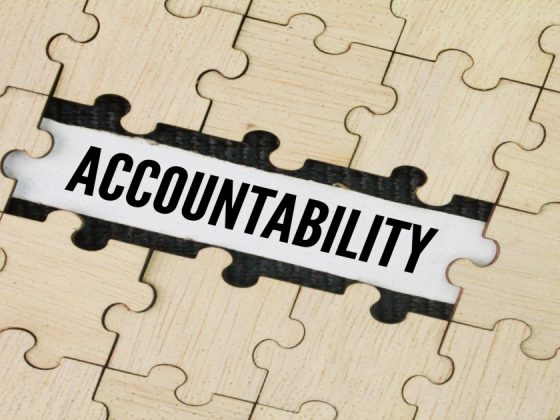 Accountability vs responsibility concept shown through a puzzle with a missing piece labeled Accountability
