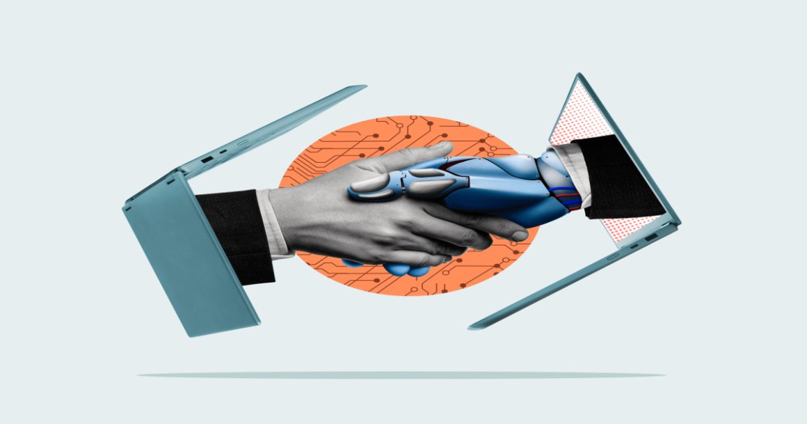 High-paying AI jobs: a human hand shaking a robot hand